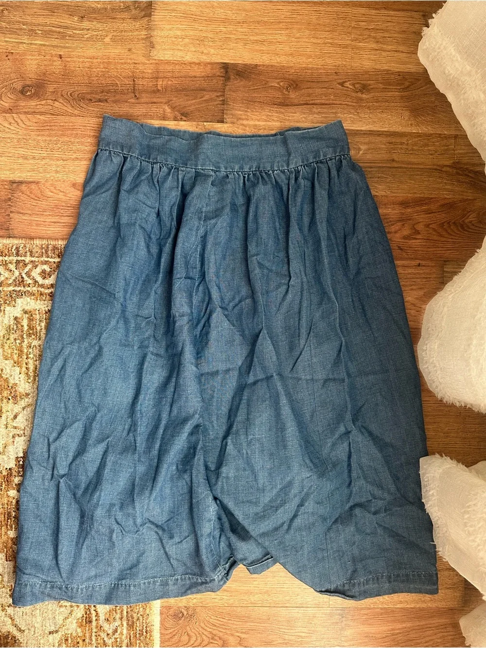 LOFT Button-Front Midi Skirt in Blue Linen blend - Picture 4 of 5
